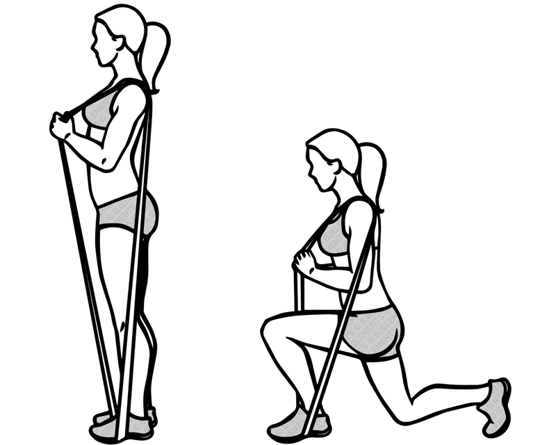 Exercice fessiers reverse lunges avec bande élastique de musculation