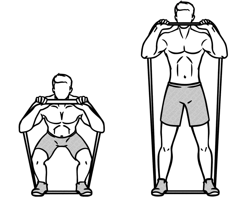 Exercice fessiers squats avec bande élastique de musculation